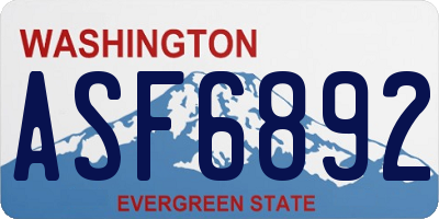 WA license plate ASF6892