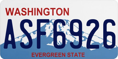 WA license plate ASF6926