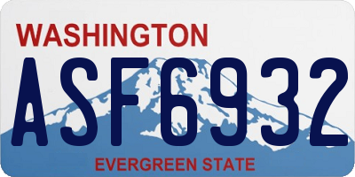 WA license plate ASF6932