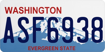 WA license plate ASF6938