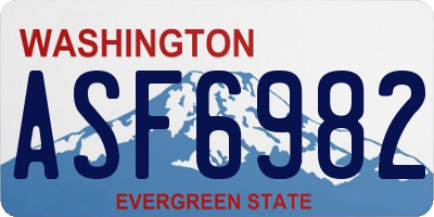 WA license plate ASF6982