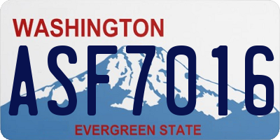 WA license plate ASF7016