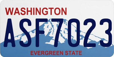 WA license plate ASF7023