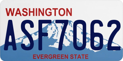 WA license plate ASF7062