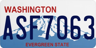 WA license plate ASF7063