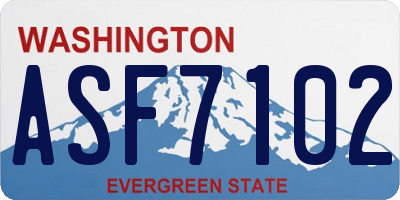 WA license plate ASF7102