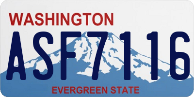 WA license plate ASF7116