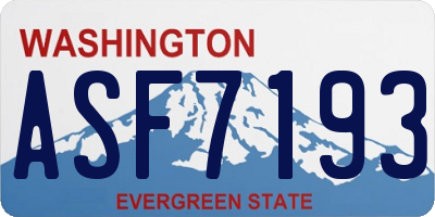 WA license plate ASF7193