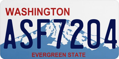 WA license plate ASF7204