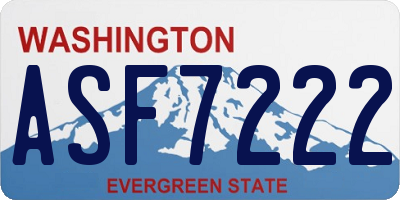 WA license plate ASF7222