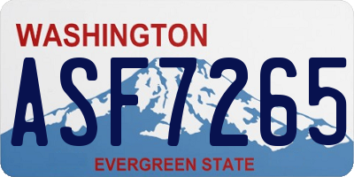 WA license plate ASF7265