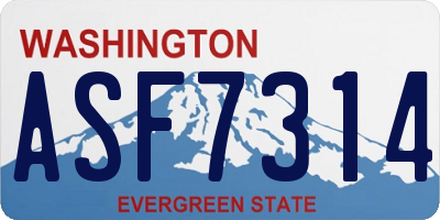 WA license plate ASF7314