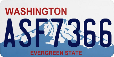 WA license plate ASF7366