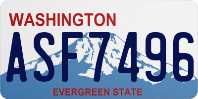 WA license plate ASF7496