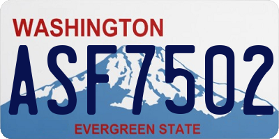 WA license plate ASF7502