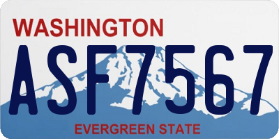 WA license plate ASF7567