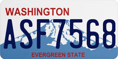 WA license plate ASF7568
