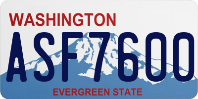 WA license plate ASF7600