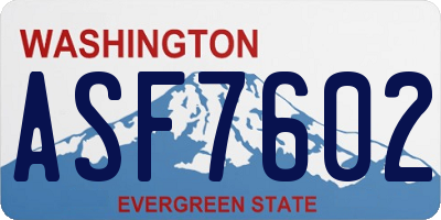 WA license plate ASF7602
