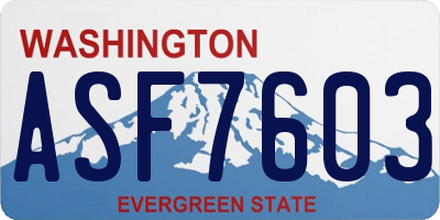 WA license plate ASF7603
