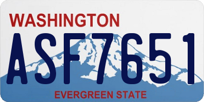 WA license plate ASF7651