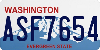WA license plate ASF7654