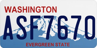 WA license plate ASF7670