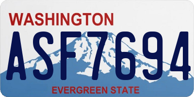 WA license plate ASF7694