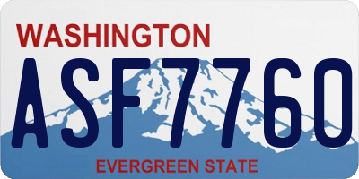 WA license plate ASF7760
