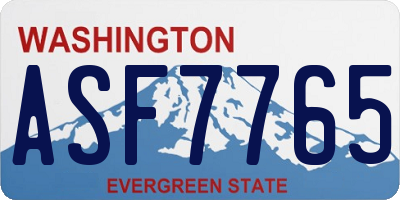 WA license plate ASF7765