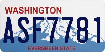 WA license plate ASF7781