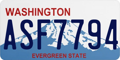 WA license plate ASF7794