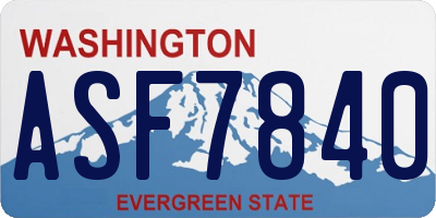 WA license plate ASF7840