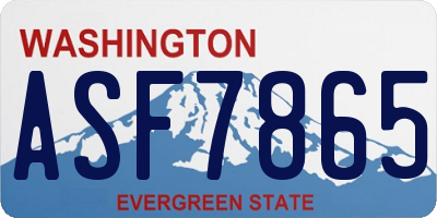 WA license plate ASF7865