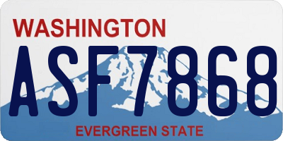 WA license plate ASF7868