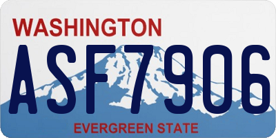 WA license plate ASF7906