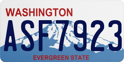 WA license plate ASF7923