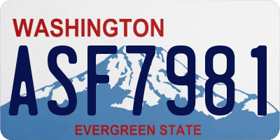 WA license plate ASF7981