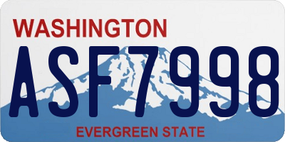 WA license plate ASF7998