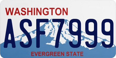 WA license plate ASF7999