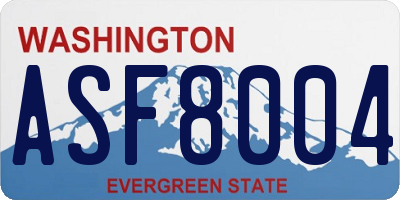 WA license plate ASF8004