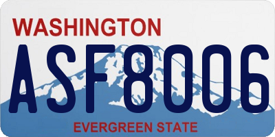 WA license plate ASF8006