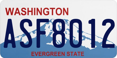 WA license plate ASF8012