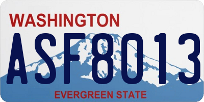 WA license plate ASF8013
