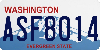 WA license plate ASF8014