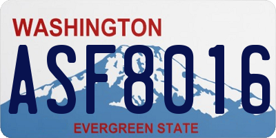 WA license plate ASF8016