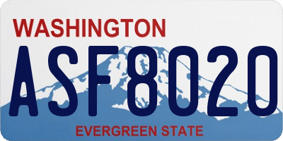 WA license plate ASF8020