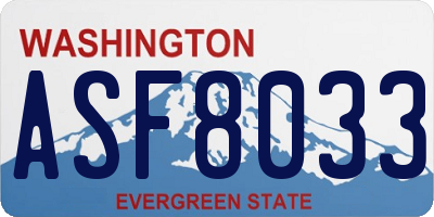 WA license plate ASF8033