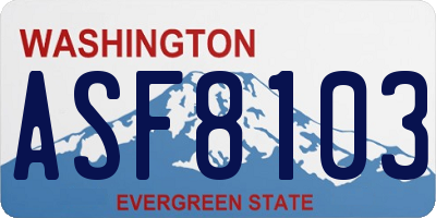 WA license plate ASF8103