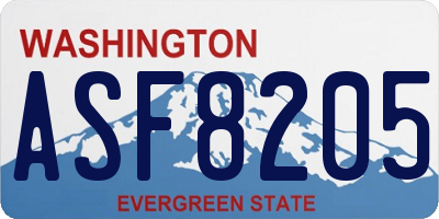 WA license plate ASF8205